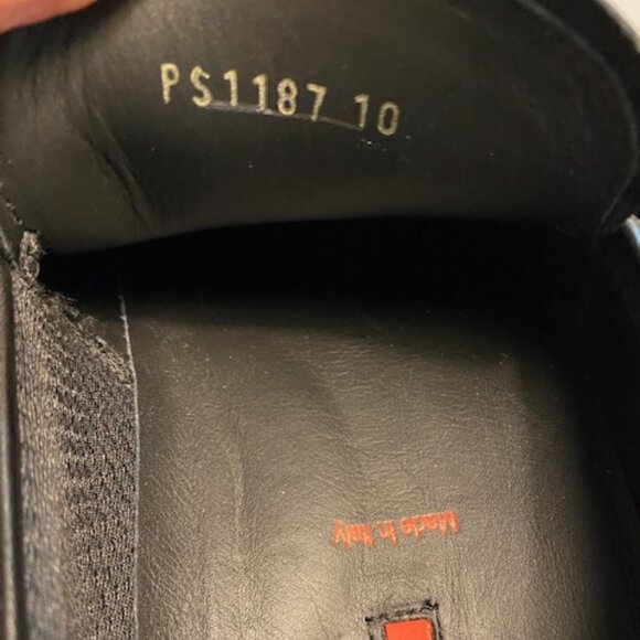 Prada Black Leather Silver Buckle Rubber Sole Slip On Loafers Size 11 NWT - Picture 11 of 13